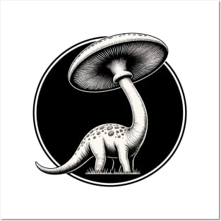 Funny simple Mushroom Hat Dinosaur Brontosaurus Posters and Art